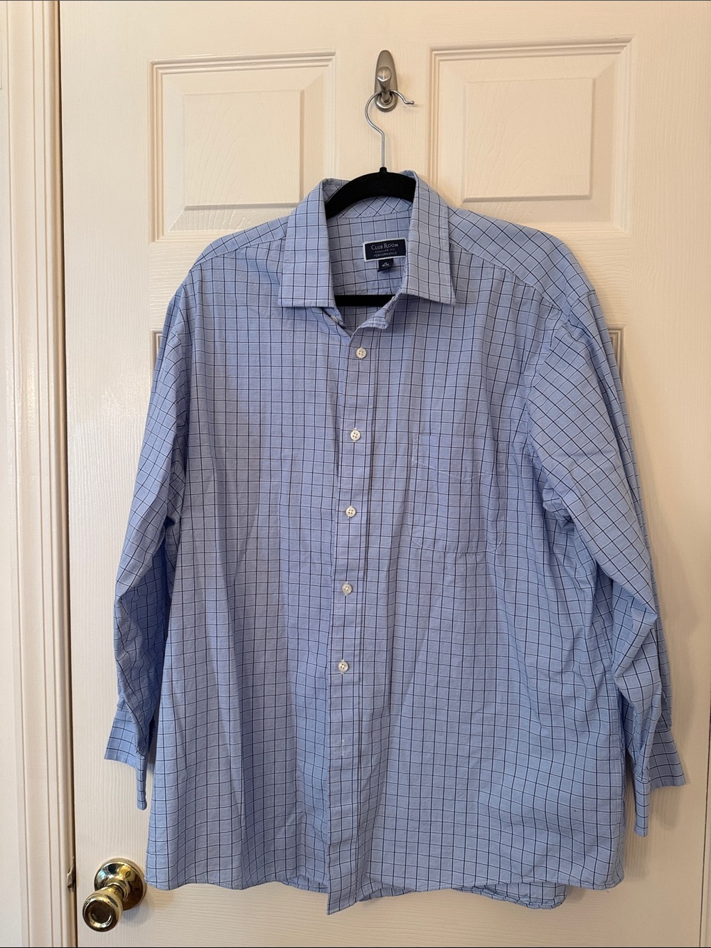 Club Room Light Blue Dress Shirt with Navy Windowpane